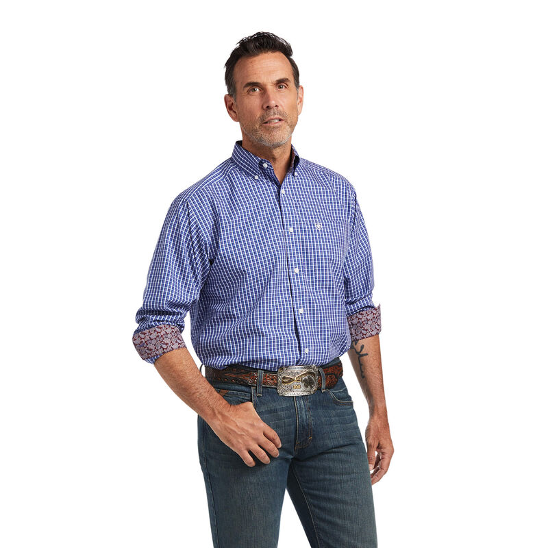 Camisas Ariat Wrinkle Free Cairo Classic Fit Azules Hombre - Chile 429-HGAITS